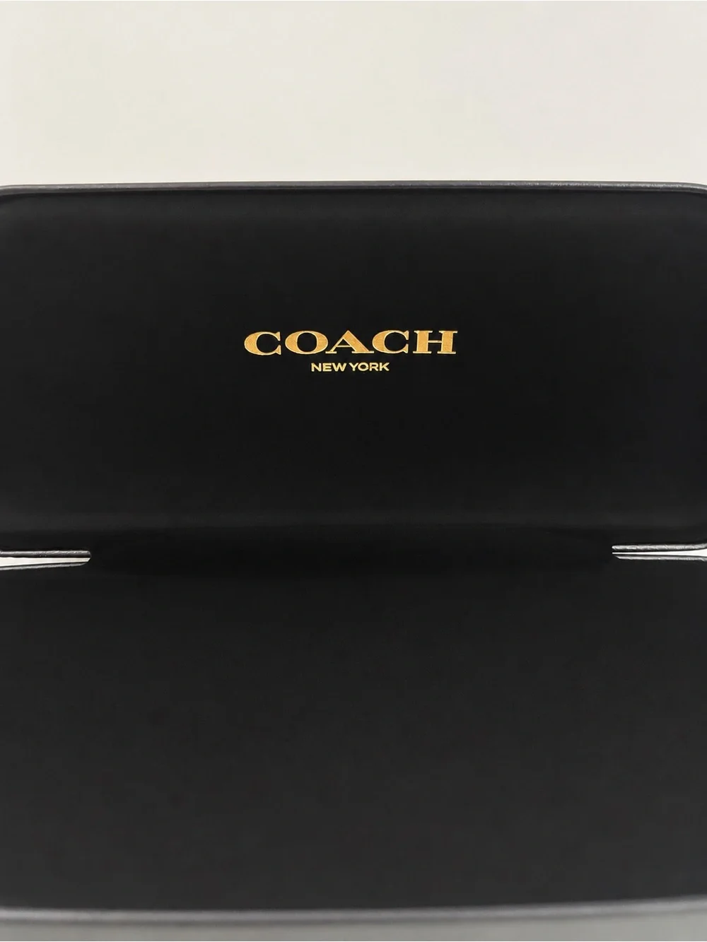 COACH New York Black Leather Eyewear Clamshell Case